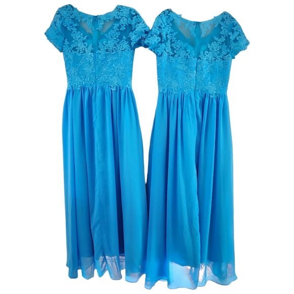 Set Of 2 Blue Chiffon Maxi Bridesmaid or Wedding Guest Dresses Size 8 And 10 NEW - Picture 3 of 16